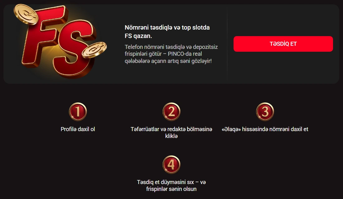 Pinco bonuslar və free spin təklifləri Azərbaycan üçün